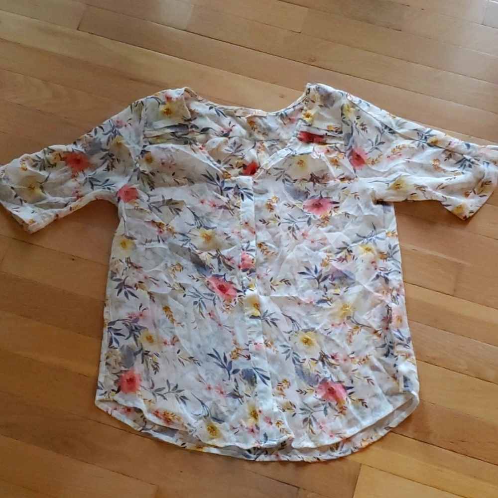 Sheer Skies Are Blue Floral Blouse
